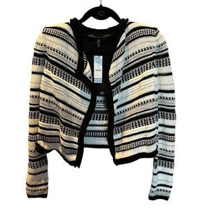 White House Black Market Women's Chenille Jacket Textured Black/White Size XS